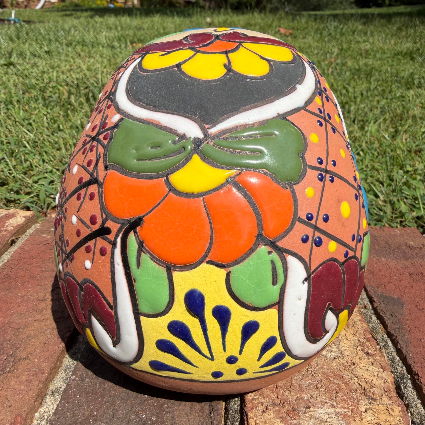 Rustic Clay Painted Sugar Skull