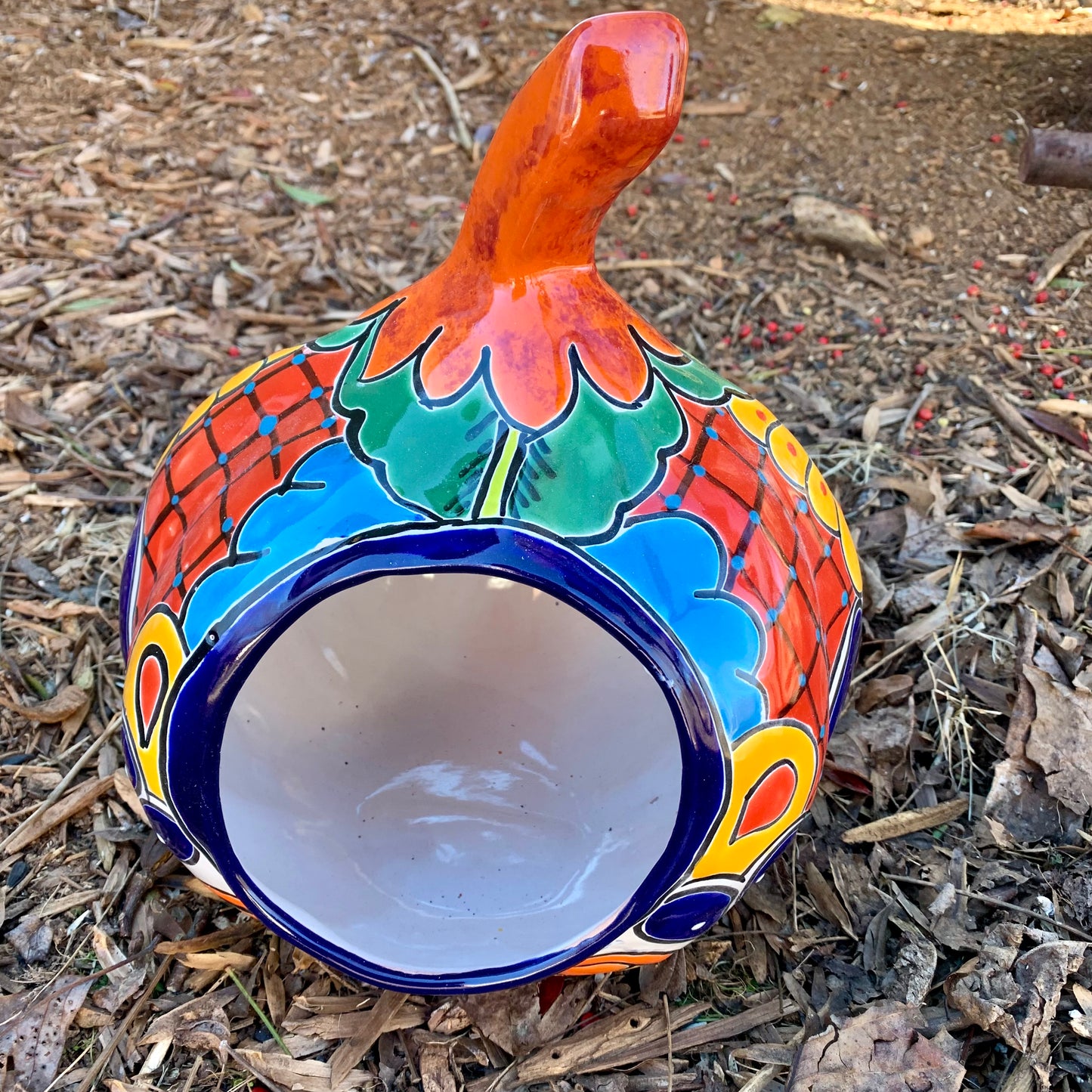 Mexican Talavera pottery pumpkin back