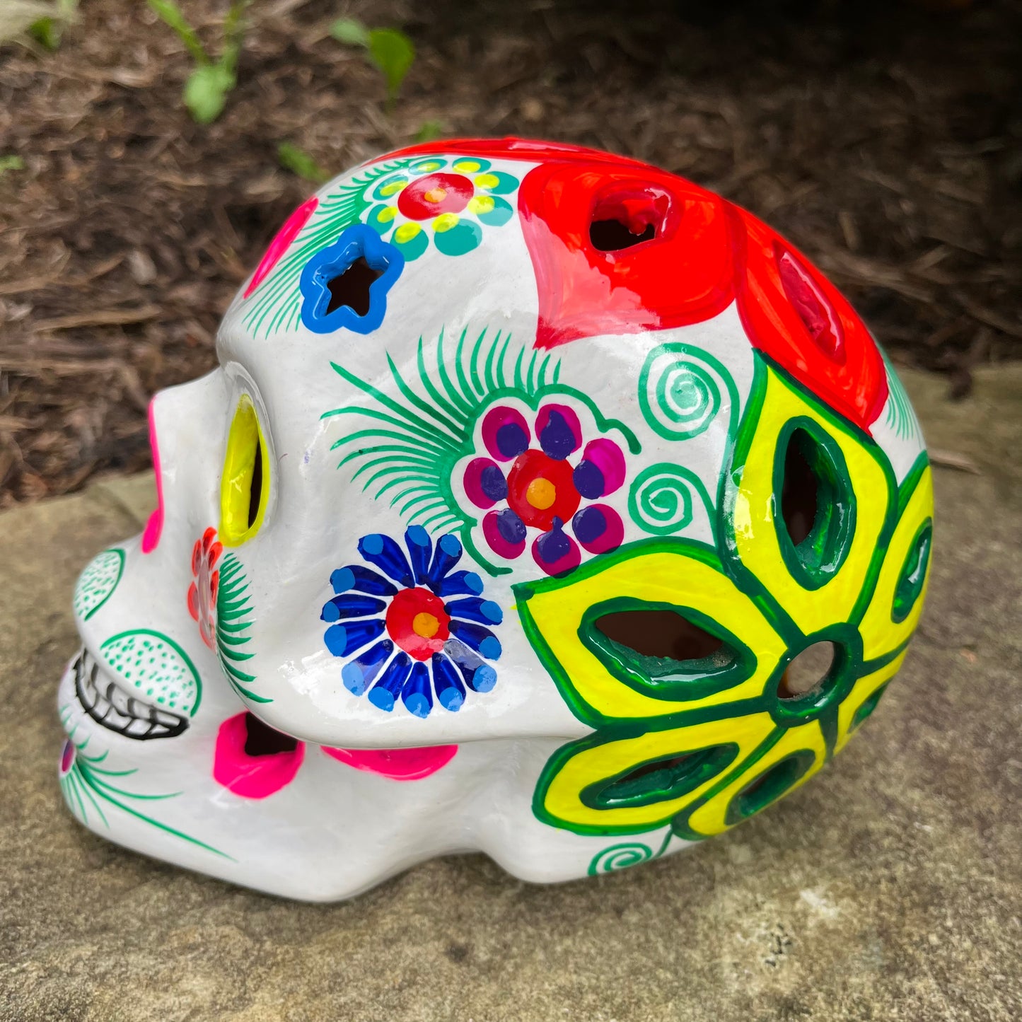 mexican sugar skull pottery side