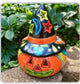 Mexican Talavera pumpkin with witch hat D