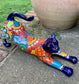 Stretching kitty cat cobalt blue