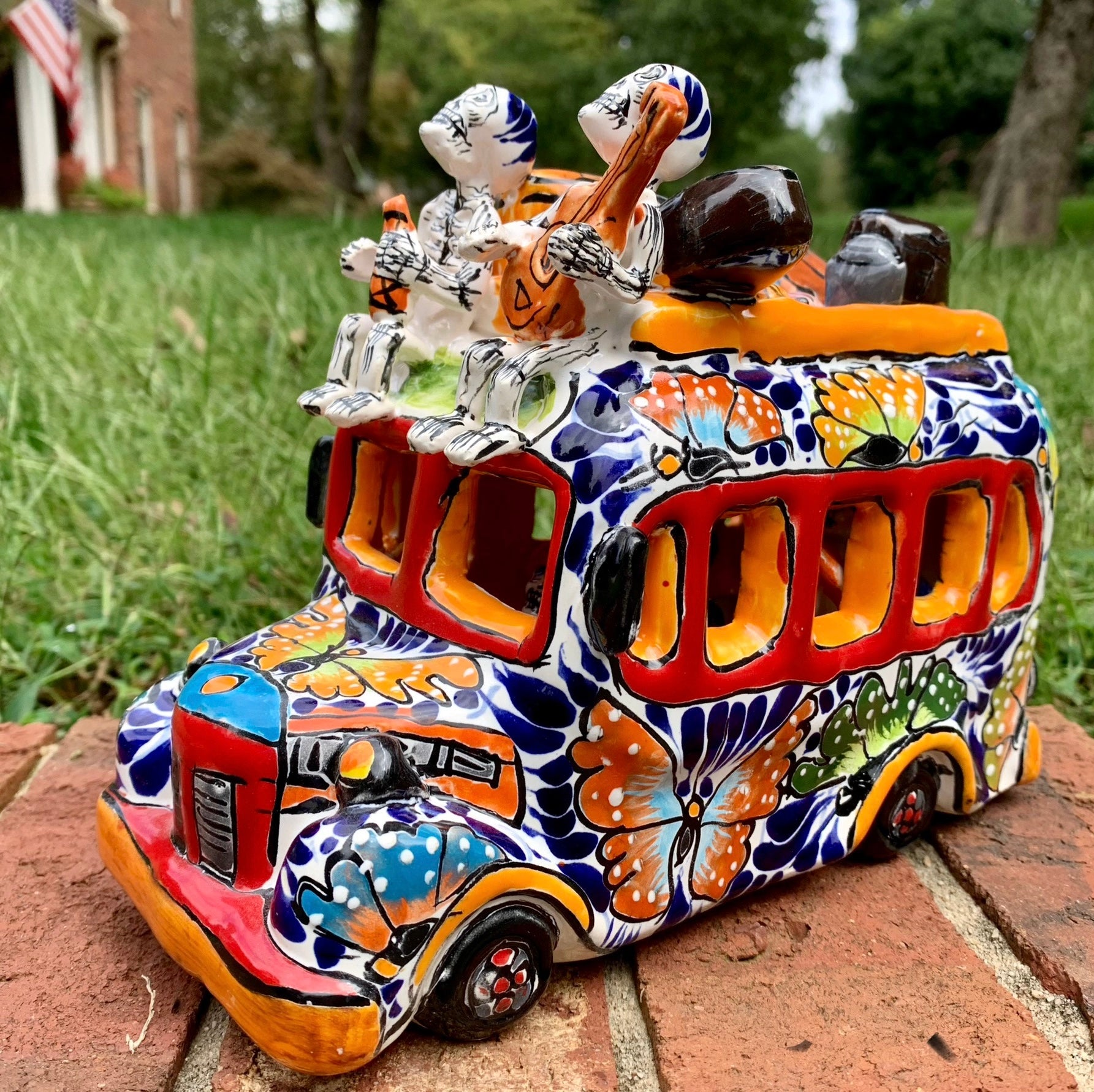 Talavera Mexican Catrina transport bus