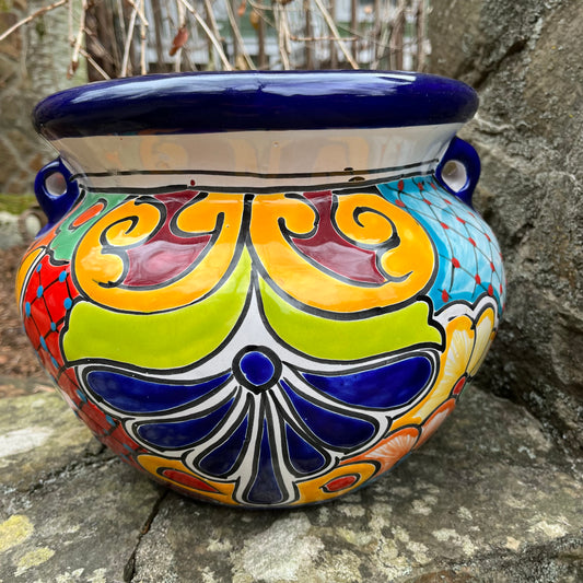 mexican talavera chata pot with handles