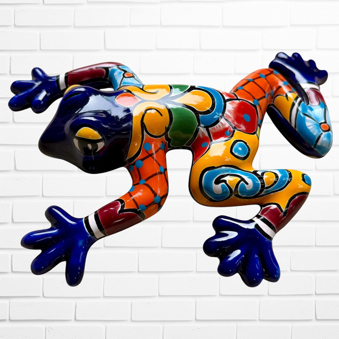 Mexican Talavera wall frog right side view