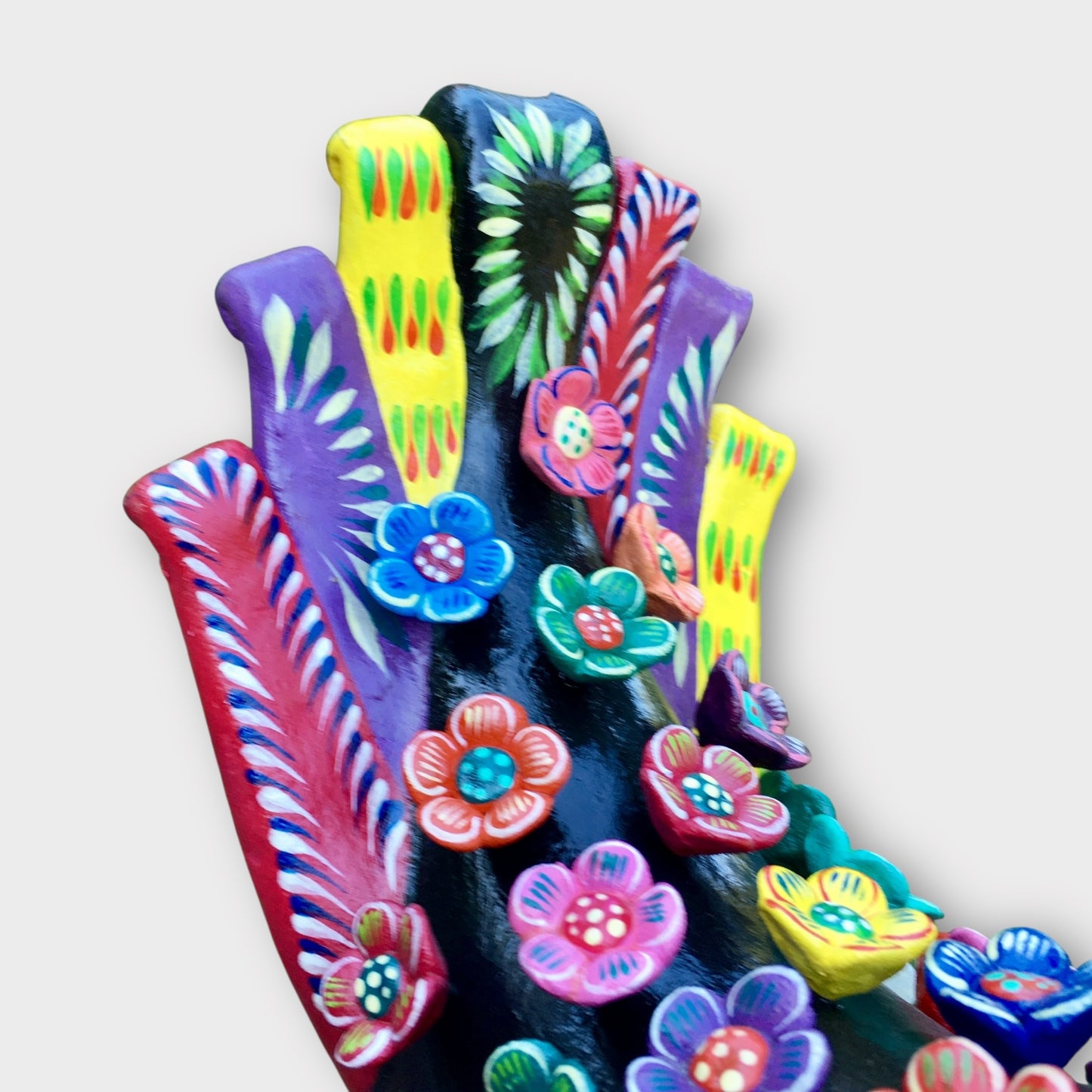 Ortega Floral rooster folk Art 13” tail