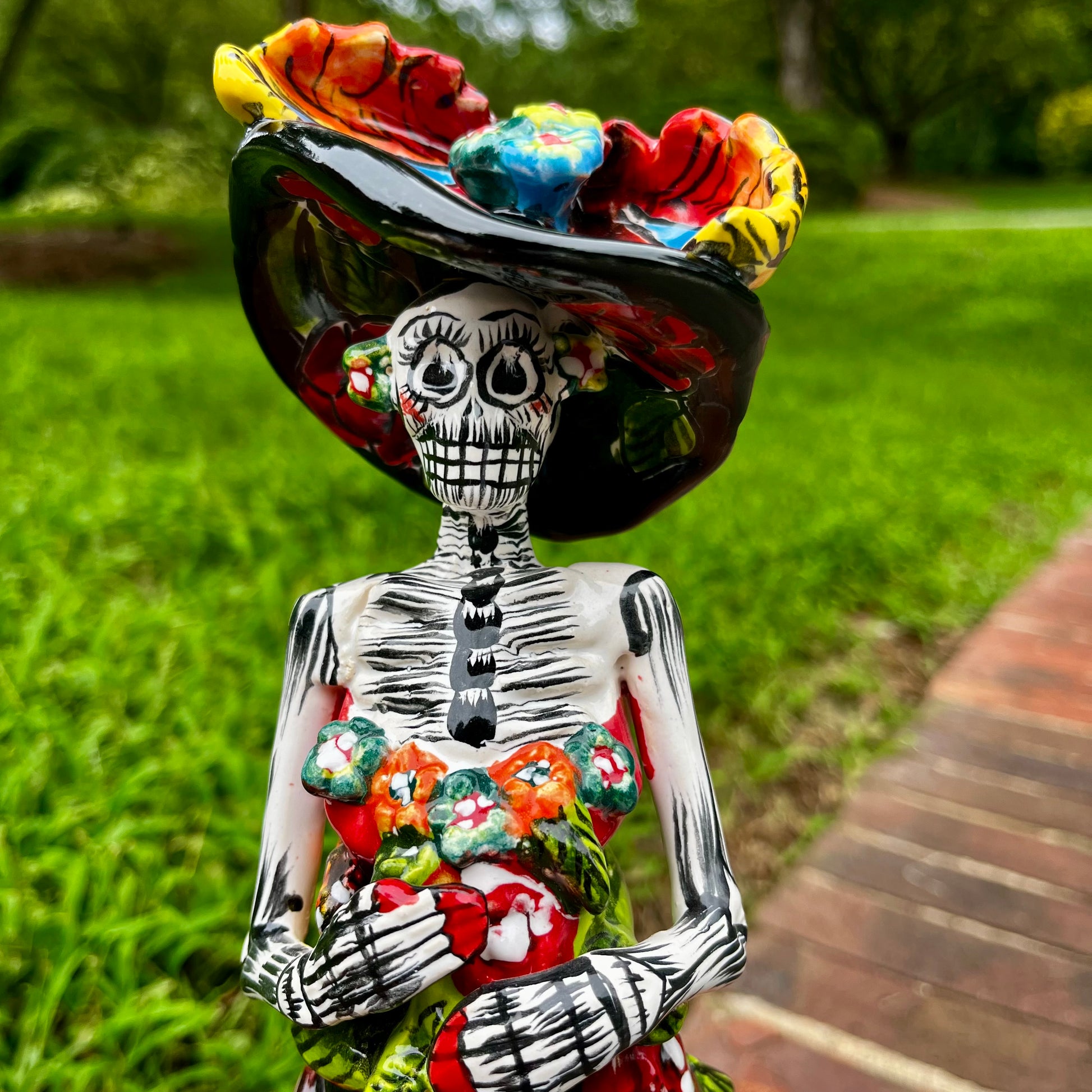 Talavera Mexican Catrina skeleton doll face