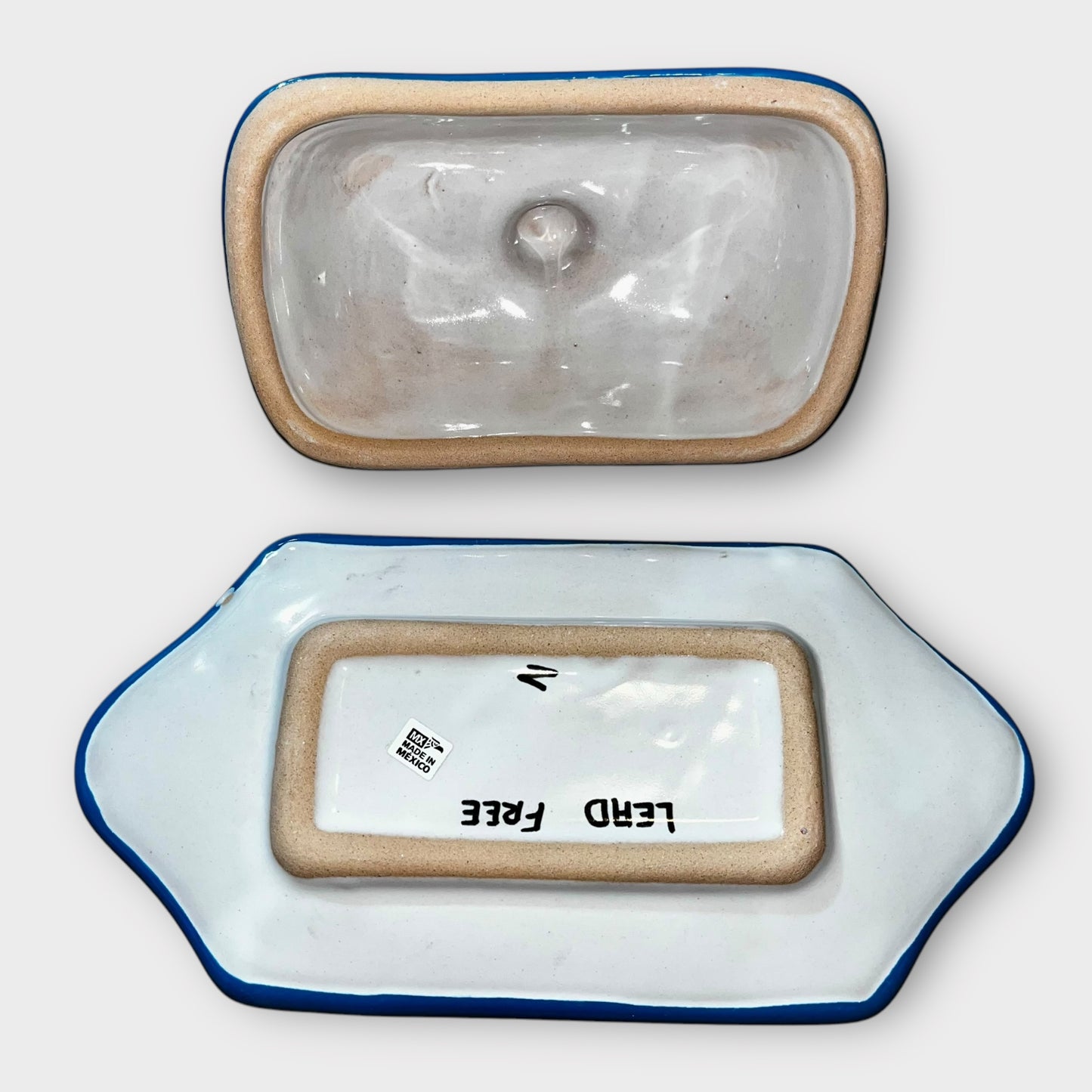 Talavera covered butter dish bottom