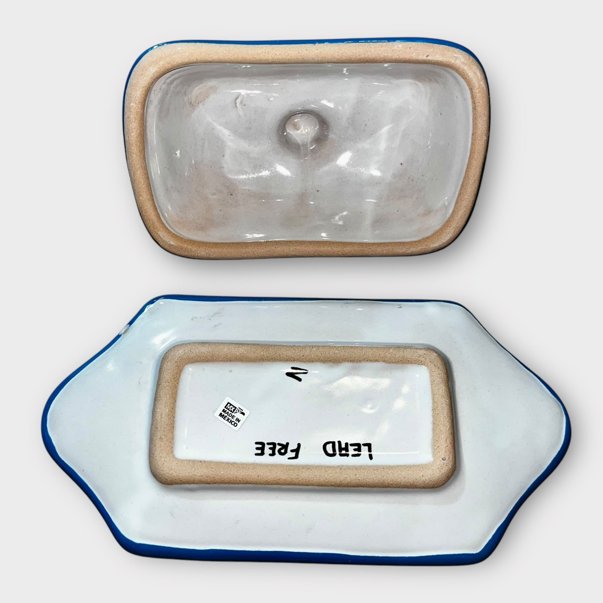 Talavera covered butter dish bottom