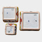 Three colorful talavera square nesting bowls with intricate patterns Bottom