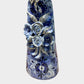 Mexican Talavera Frida, and animal friends Catrina doll blue and white Floral dress detail 