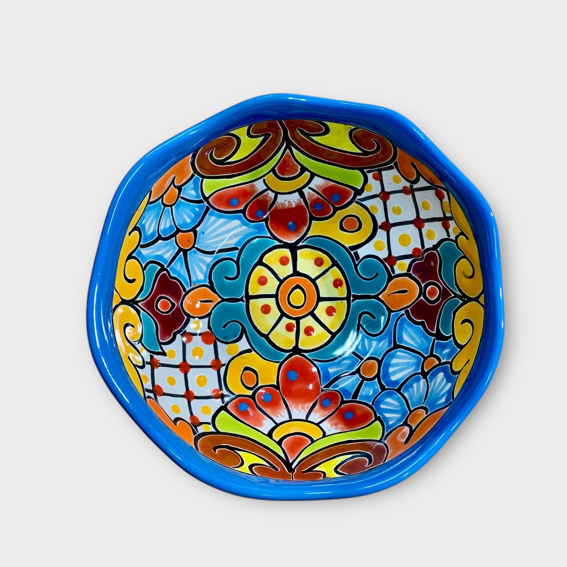 Mexican Talavera Nesting bowl set Turquoise medium bowl