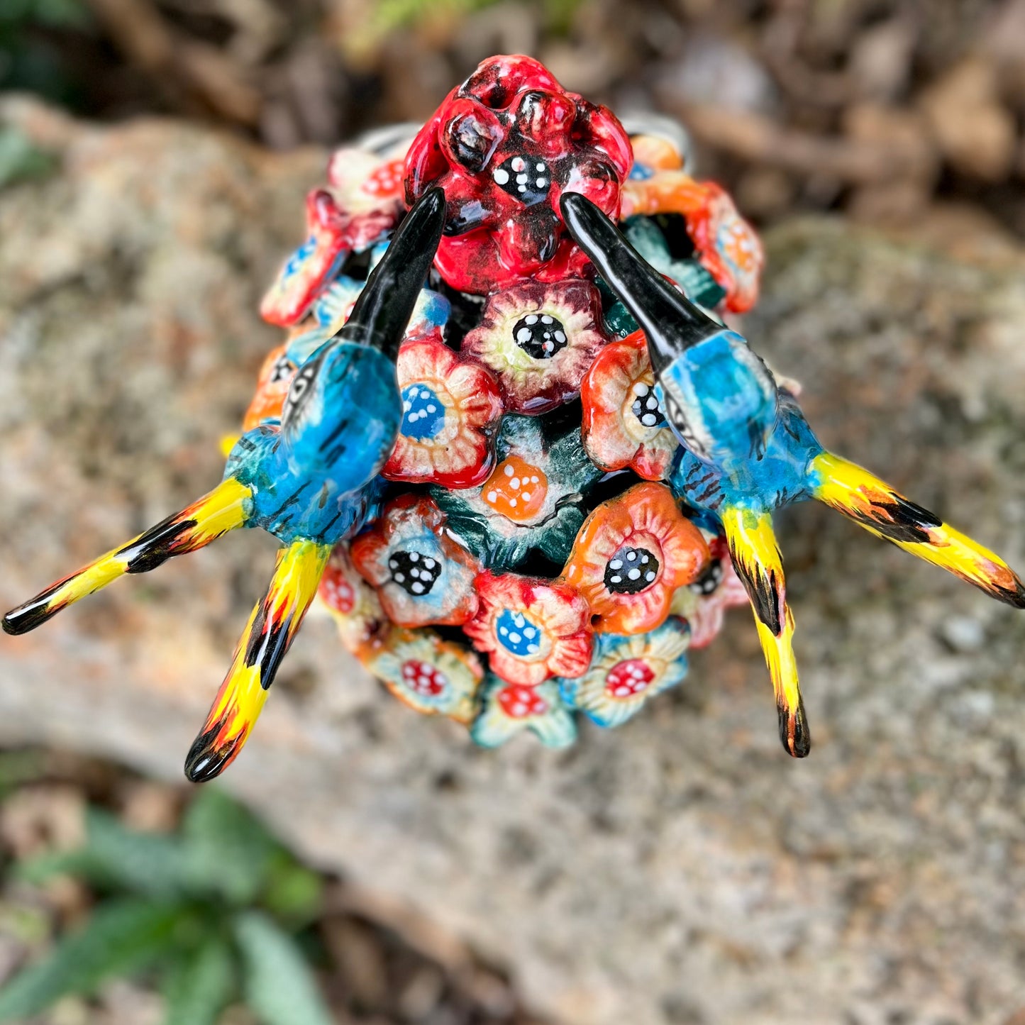 Talavera Floral Hummingbird Skull