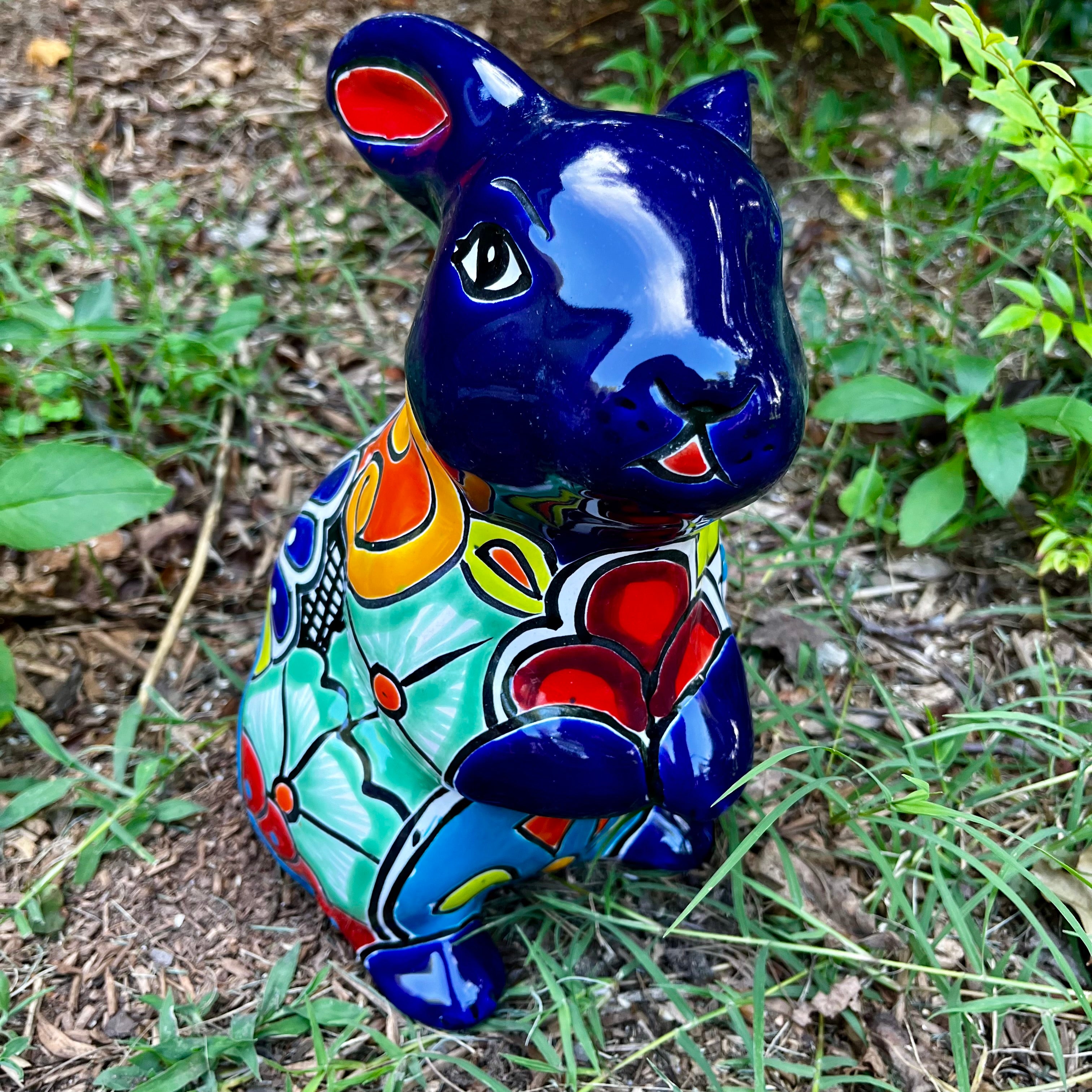 Talavera Rabbit Bunny Figurine - Handpainted Conejo Coneja | MexDecor