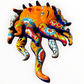 A colorful hand-painted Talavera ceramic sun wall sculpture with big wavy rays on a plain white background, Ray side view.