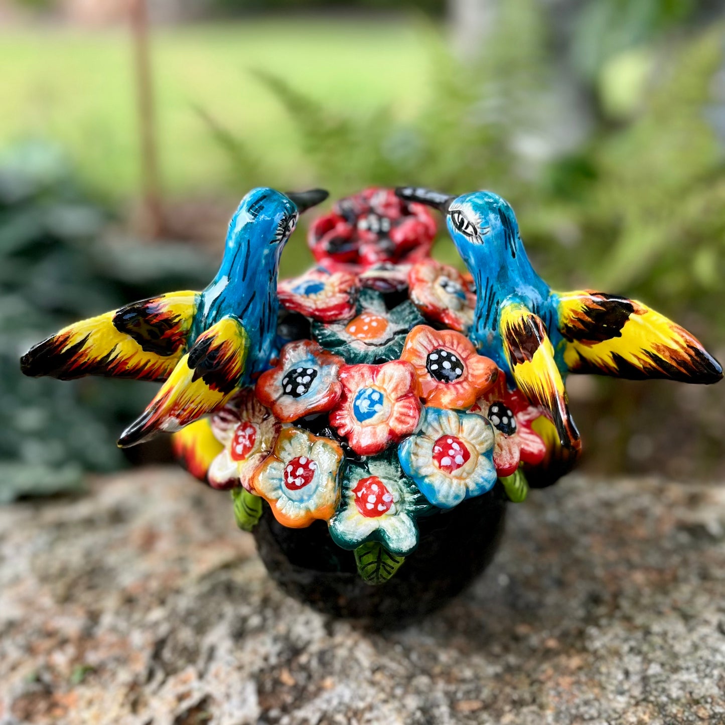 Talavera Floral Hummingbird Skull