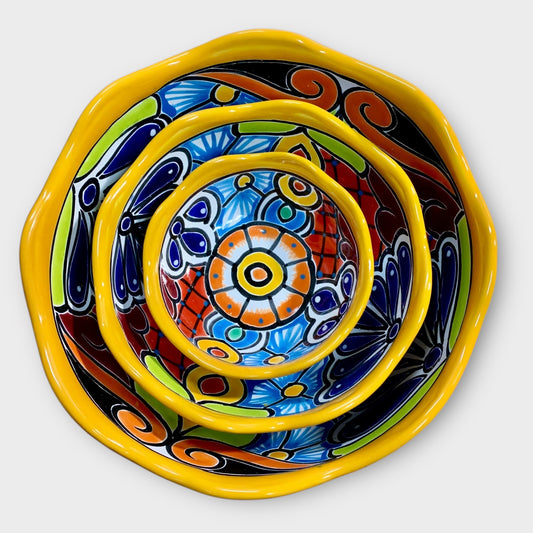 Mexican Talavera Nesting bowl set Amarillo