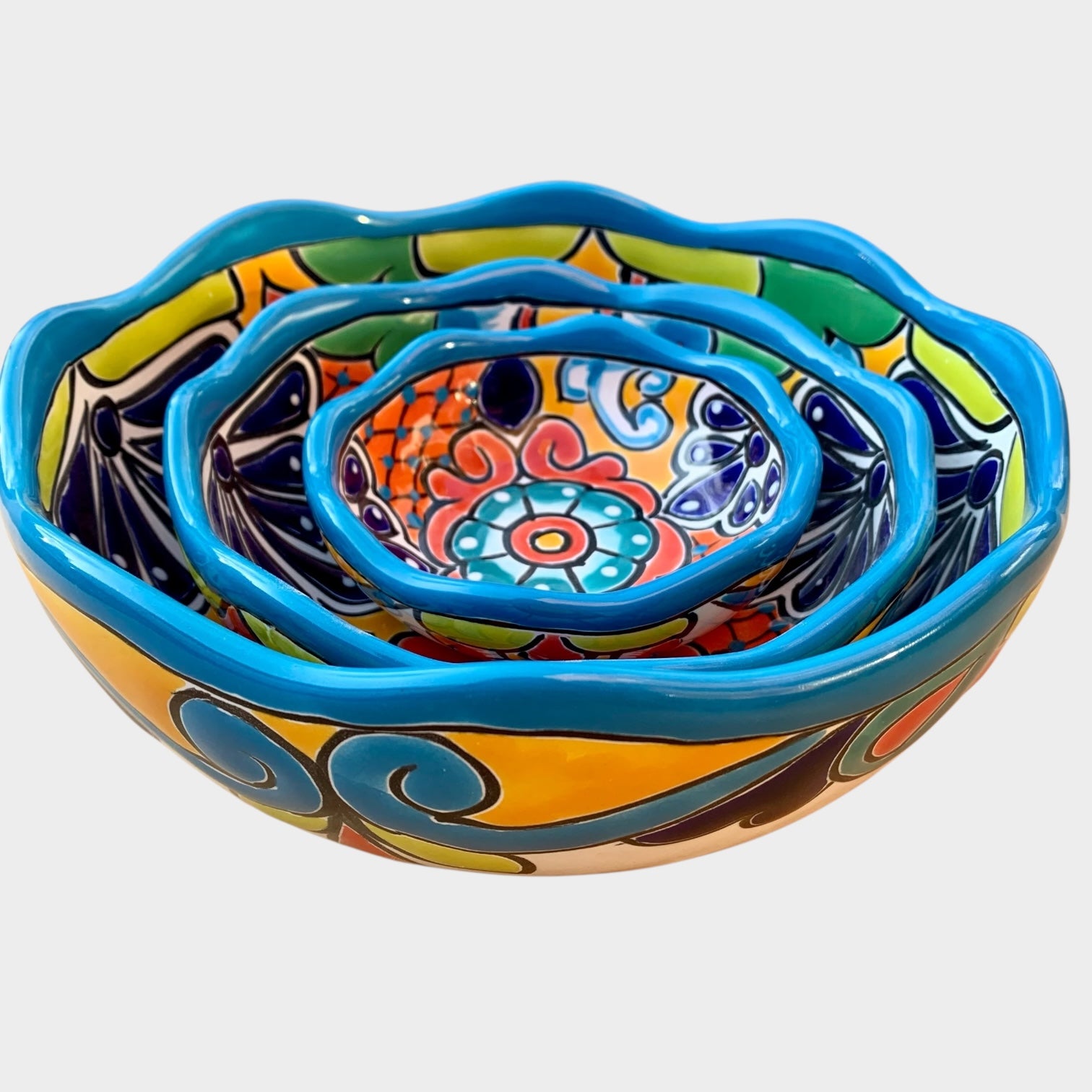 Talavera Nesting Bowl Set Side view 