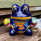 Mexican Talavera frog planting pot front