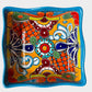 Three colorful talavera square nesting bowls with intricate patterns Large
