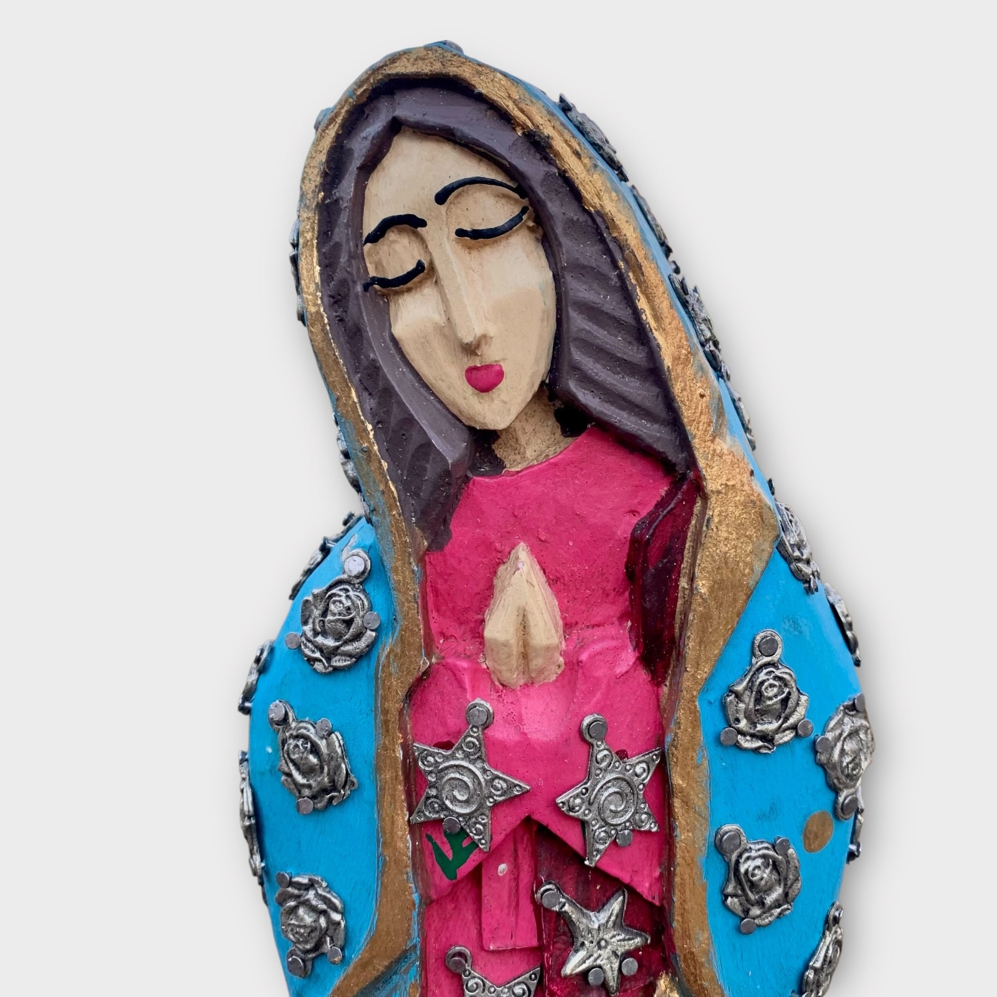 Milagros Virgin de Guadalupe Face close up