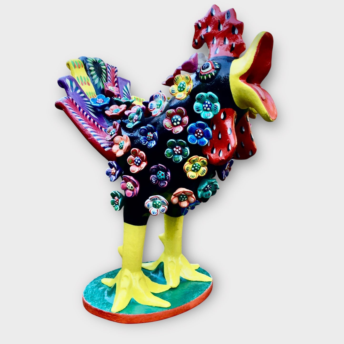 Ortega Floral rooster folk Art 13” no background 
