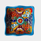 Three colorful talavera square nesting bowls with intricate patterns Medium