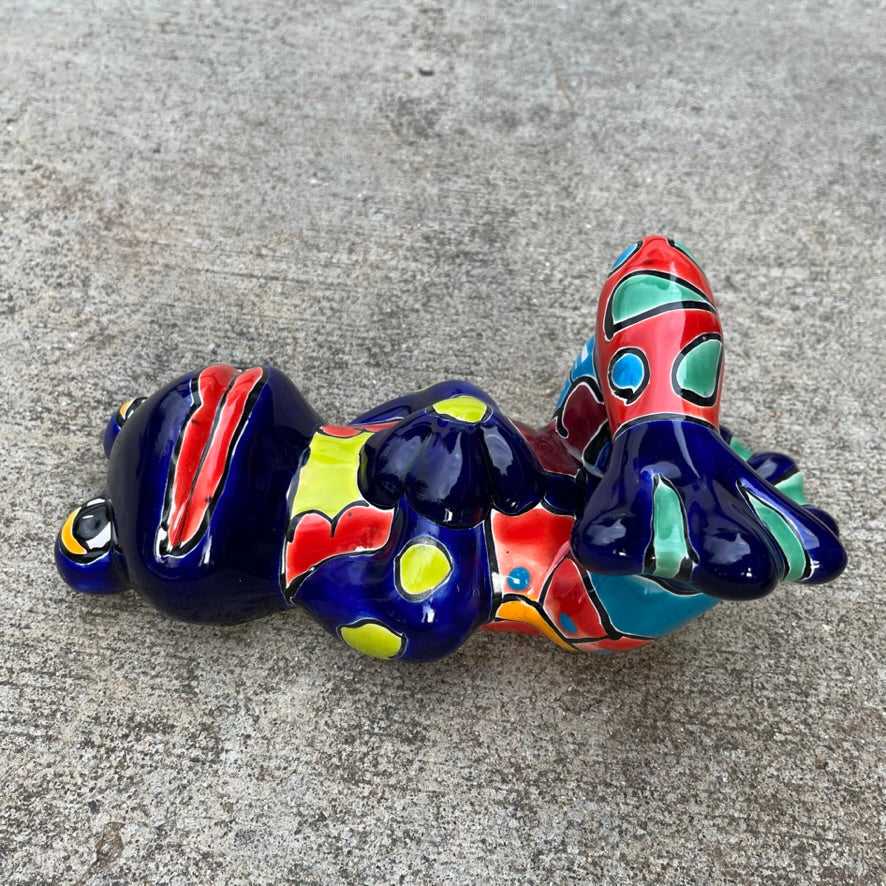 Mexican TAlavera Dancing Silly Frog  Side