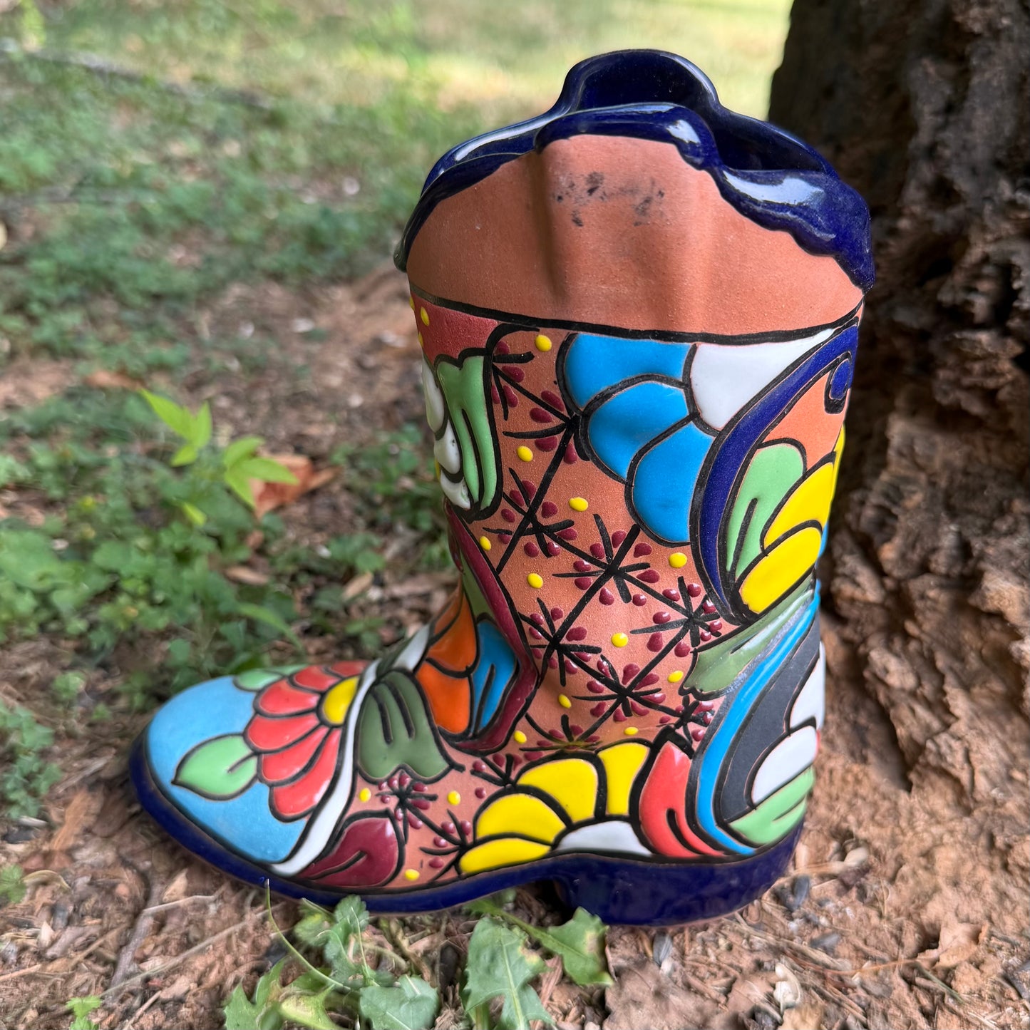 Pottery Cowboy Boot Planter