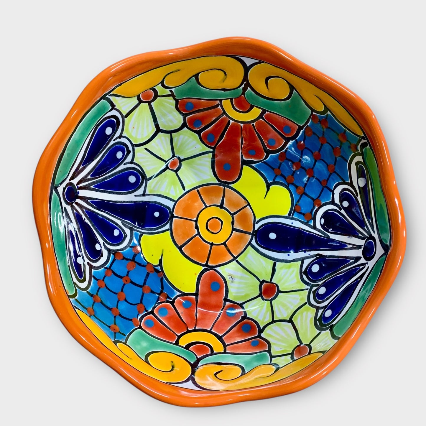 Mexican Talavera Nesting bowl set Orange large bowl
