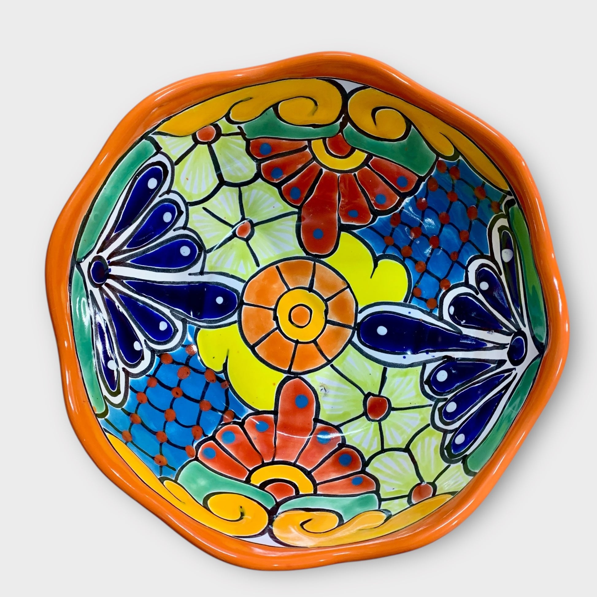 Mexican Talavera Nesting bowl set Orange large bowl