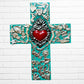 Milagros Flaming Heart Medallion Cross