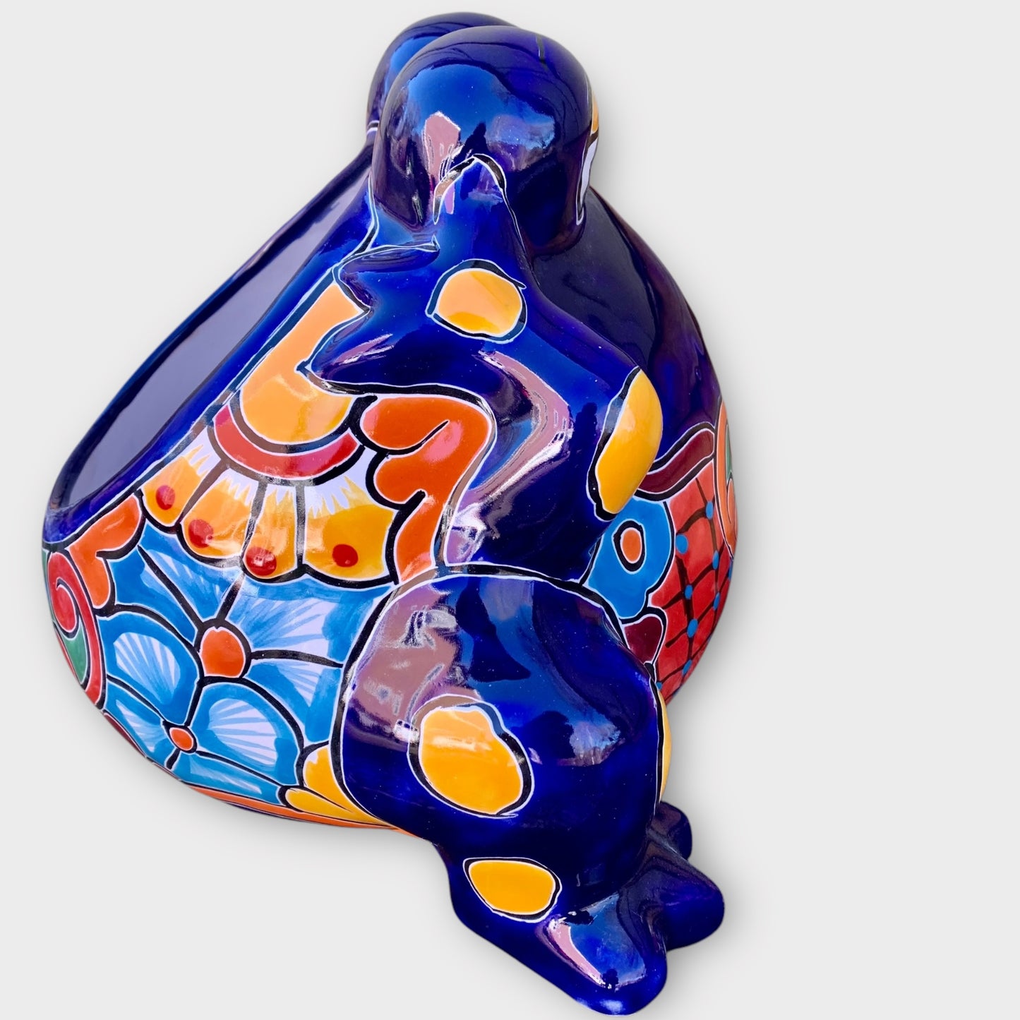 Talavera Gordo frog planting pot left side 