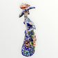 Mexican Talavera Catrina skeleton doll with Calla lilies and butterflies Left side