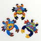 Set of three colorful Mexican Talavera wall crabs