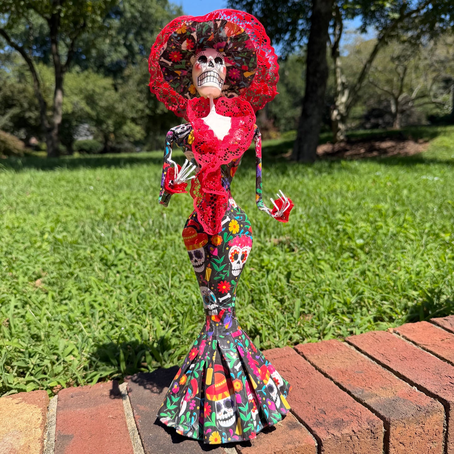 Floral Catrina Skelton Doll 15”