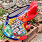 Mexican Talavera red fraud planter left side view