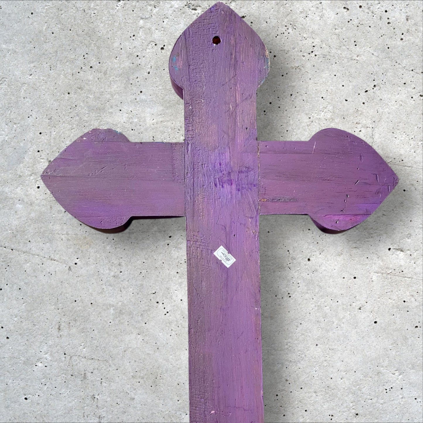 Milagros decorated wood cross xgrande back with hanging hole