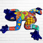 Talavera wall frog Gordo in azul cobalt Side