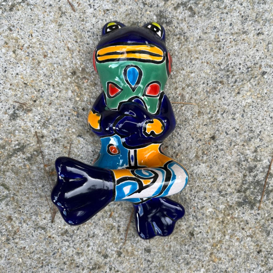 Mexican TAlavera Dancing Silly Frog  One