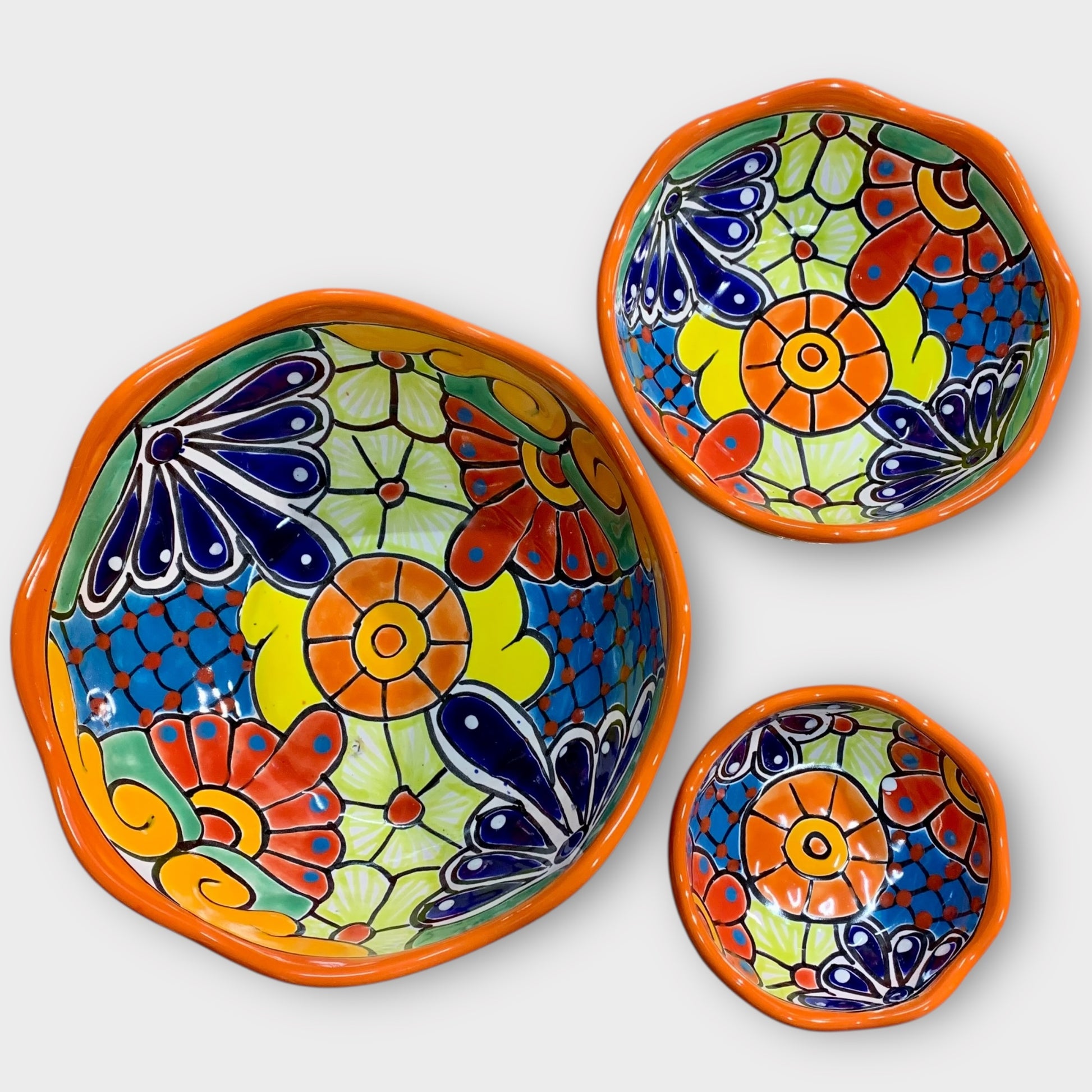 Mexican Talavera Nesting bowl set Orange set