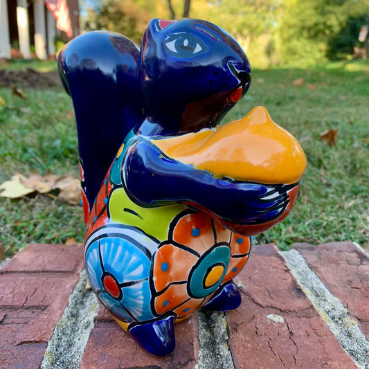 Talavera squirrel with not in cobalt blue