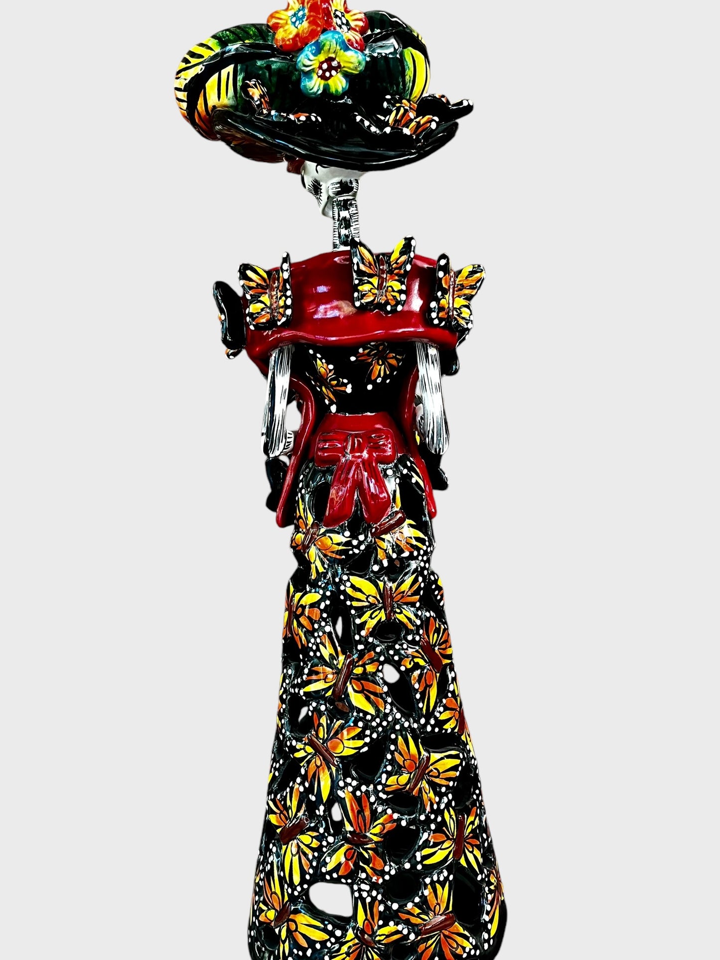 Mexican Catrina skeleton doll with butterflies grande back