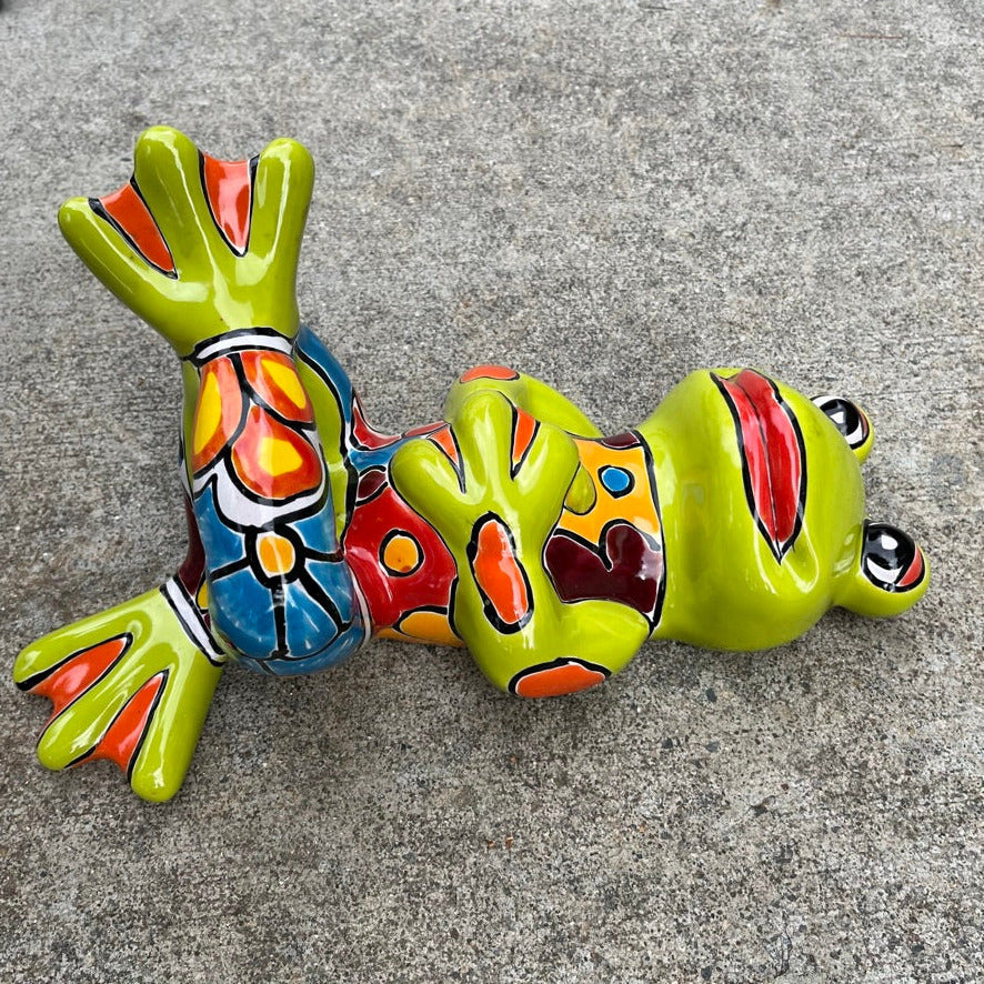 Mexican TAlavera Dancing Silly Frog  other side