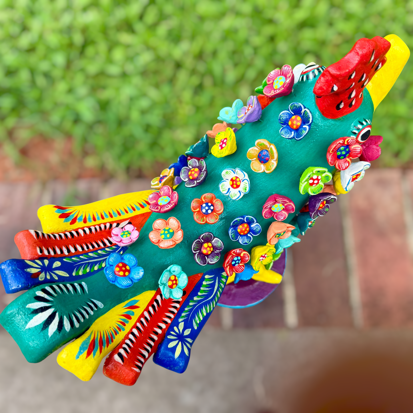 Ortega Floral Folk Art Rooster 13”