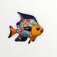 Colorful ceramic fish sculpture on a white background small size