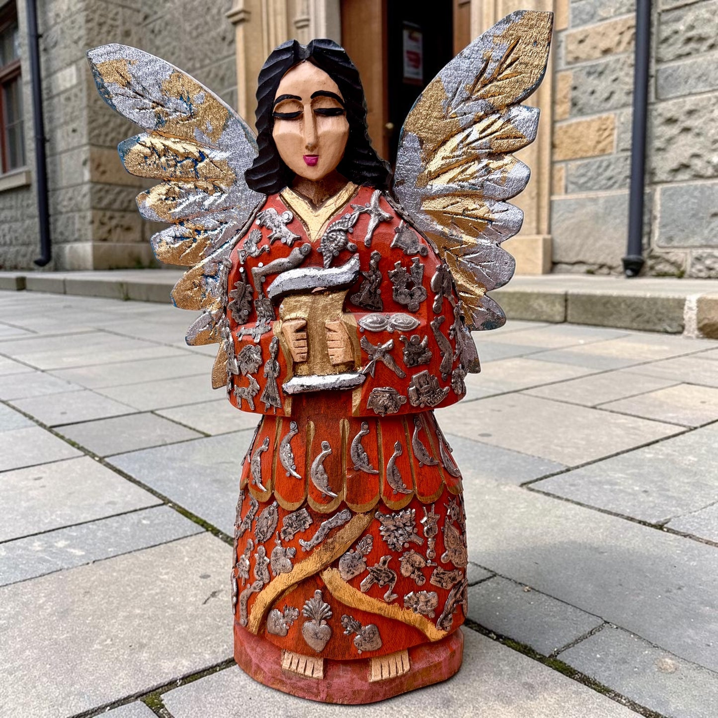 Milagros Guardian Angel Holding Scroll