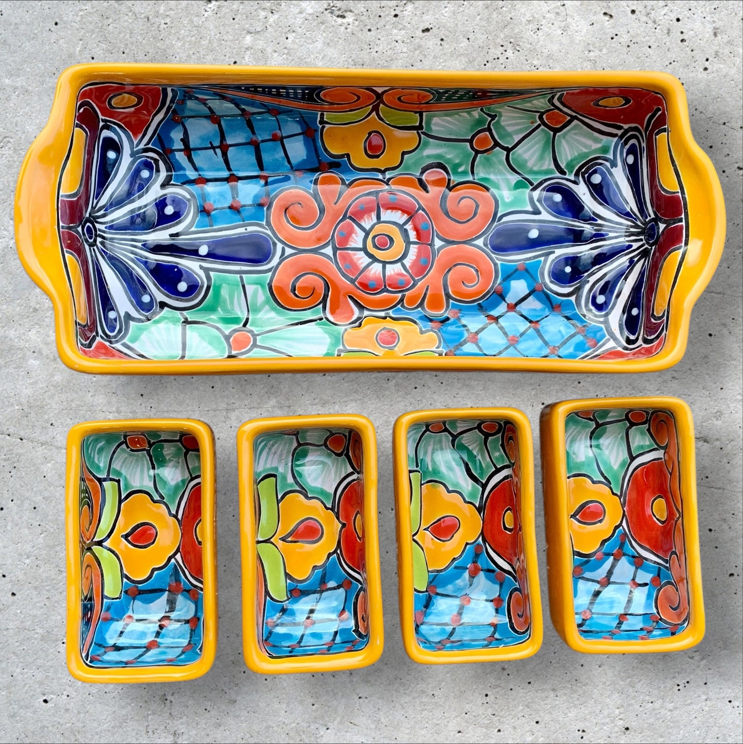 Talavera pottery sectional serving dish rectangle Sections