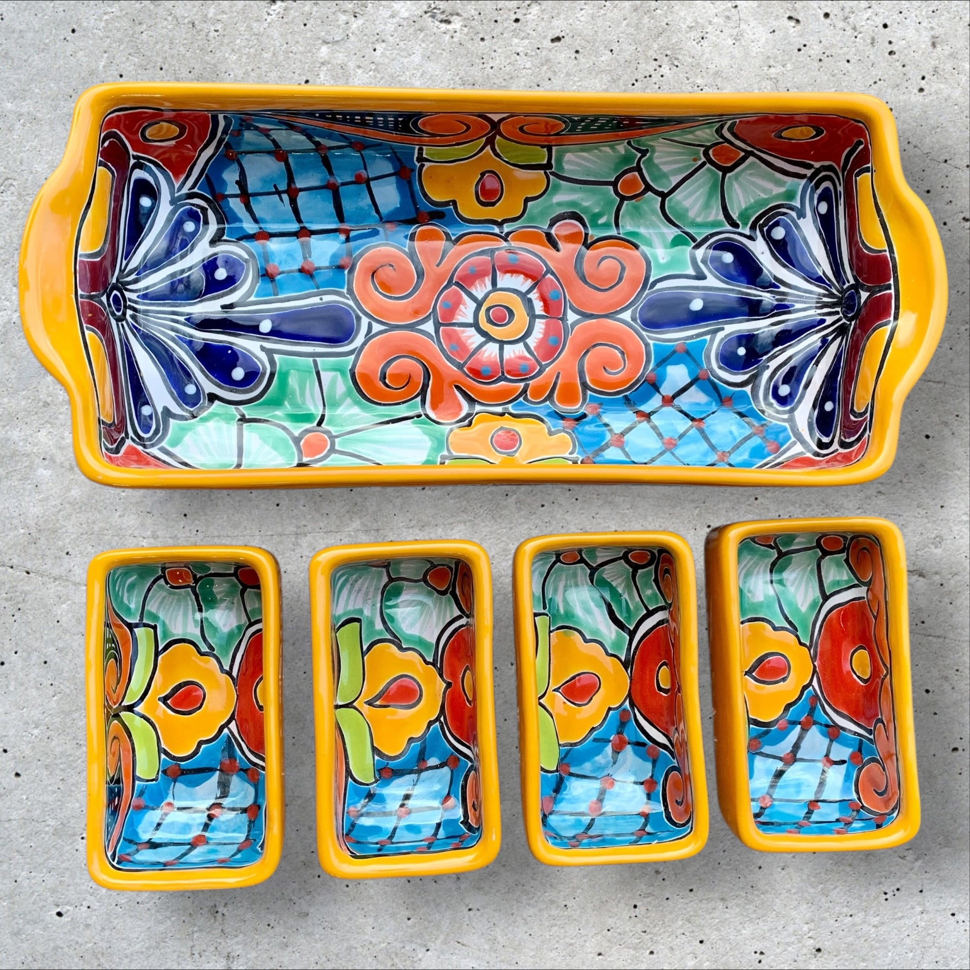 Talavera pottery sectional serving dish rectangle Sections