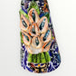 Mexican Talavera Catrina skeleton doll with Calla lilies and butterflies, Lillies close up