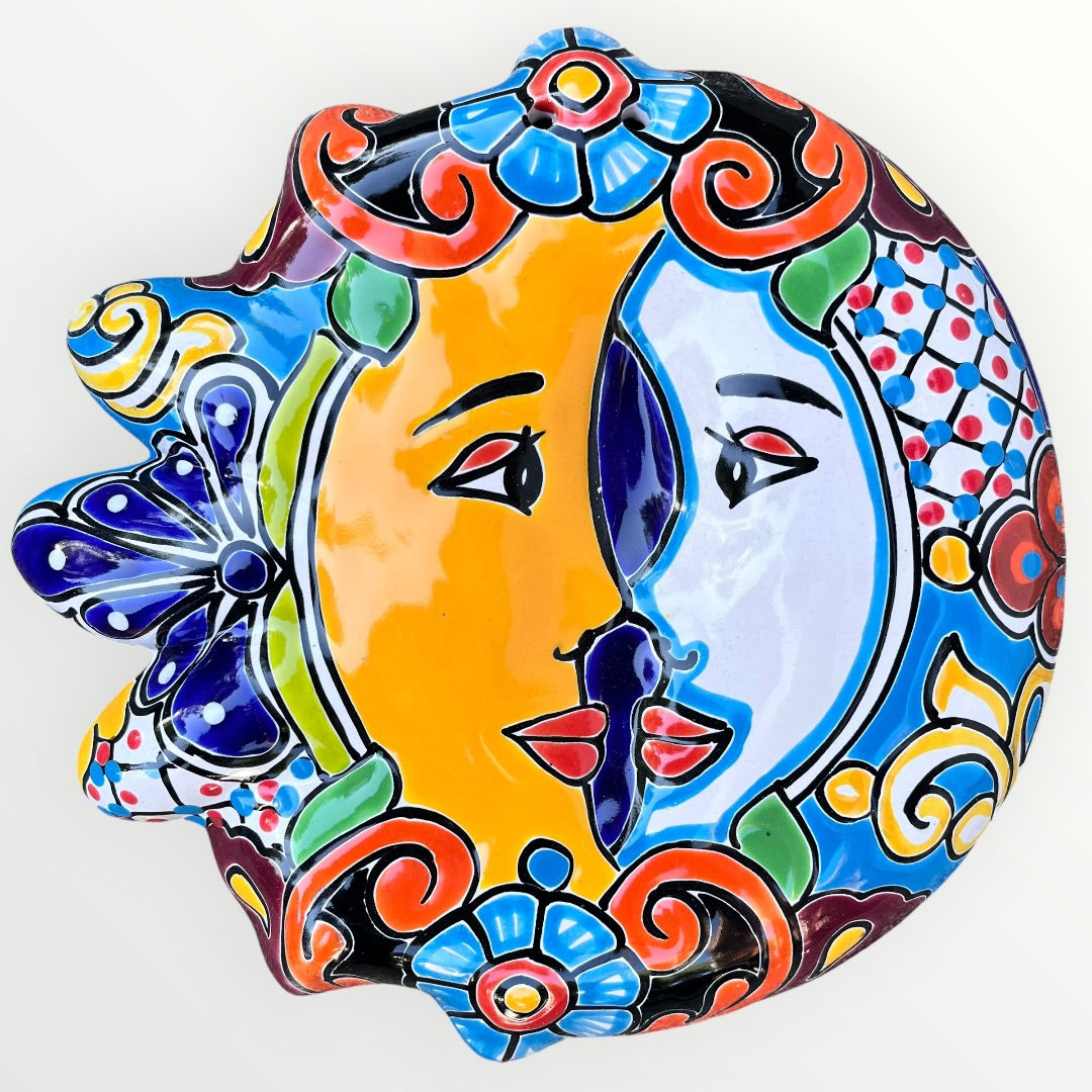 Mexica Talavera Sun and moon profile wall art